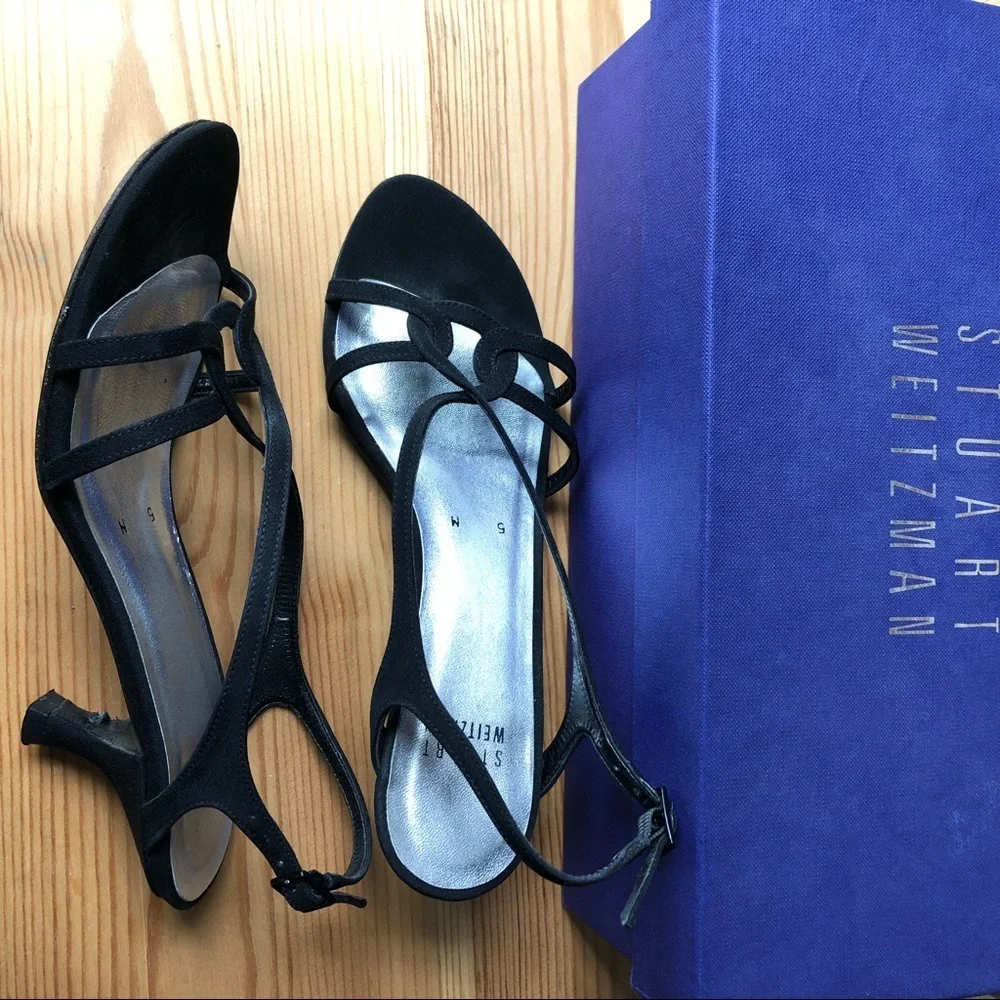 Stuart weitzman black leather shoes Sz 5M